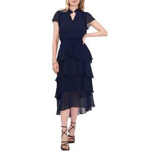 NWT 1. STATE Mock V-Neck Short Sleeve Maxi Dress Size S